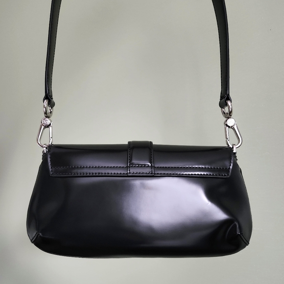 Charles & Keith Gabine Leather Elongated Shoulder Bag in Black - Picture 2 of 9